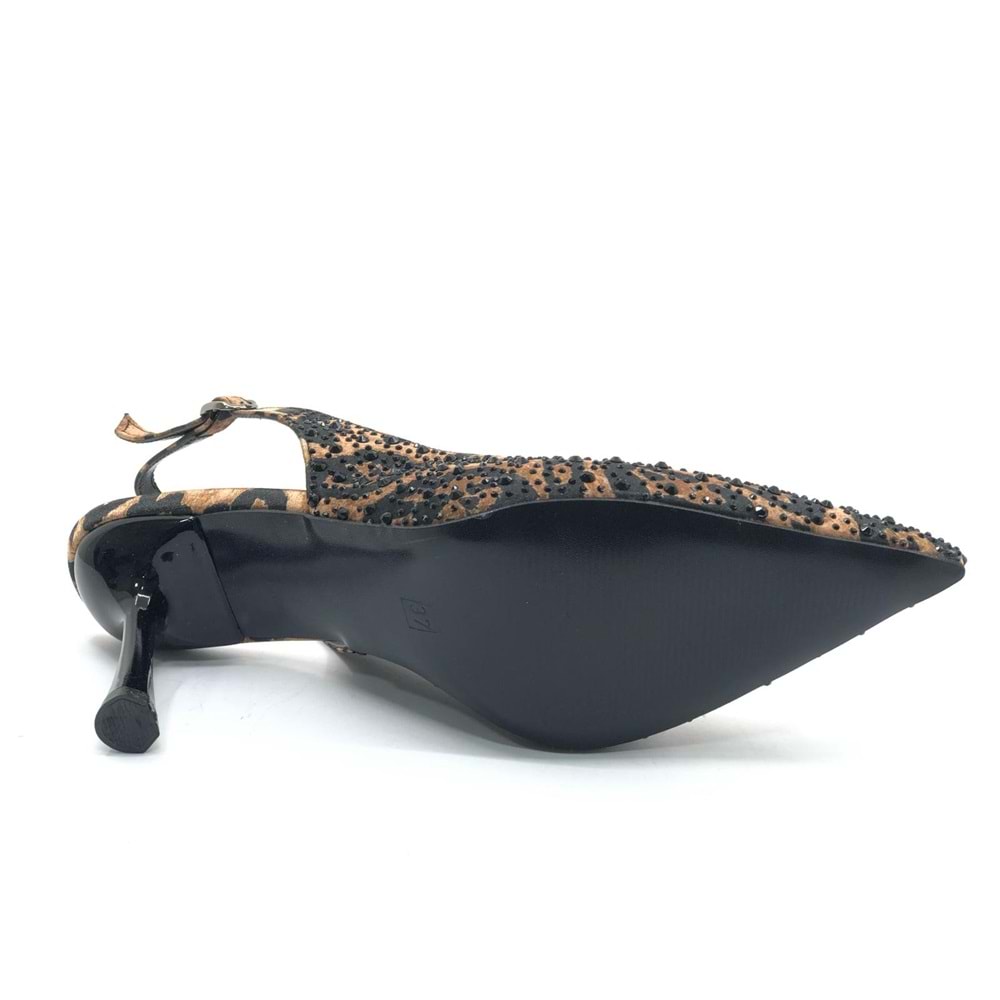 Feles Taş Detaylı Arkası Açık Stiletto Kadın Topuklu Ayakkabı