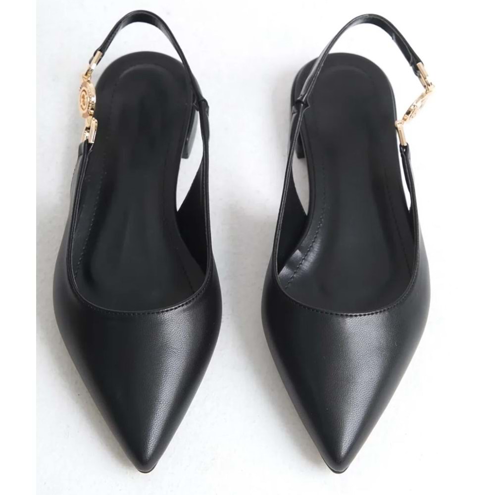 Feles Yan Toka Detaylı Arkası Açık Kadın Babet Ayakkabı