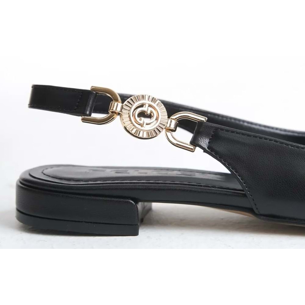 Feles Yan Toka Detaylı Arkası Açık Kadın Babet Ayakkabı