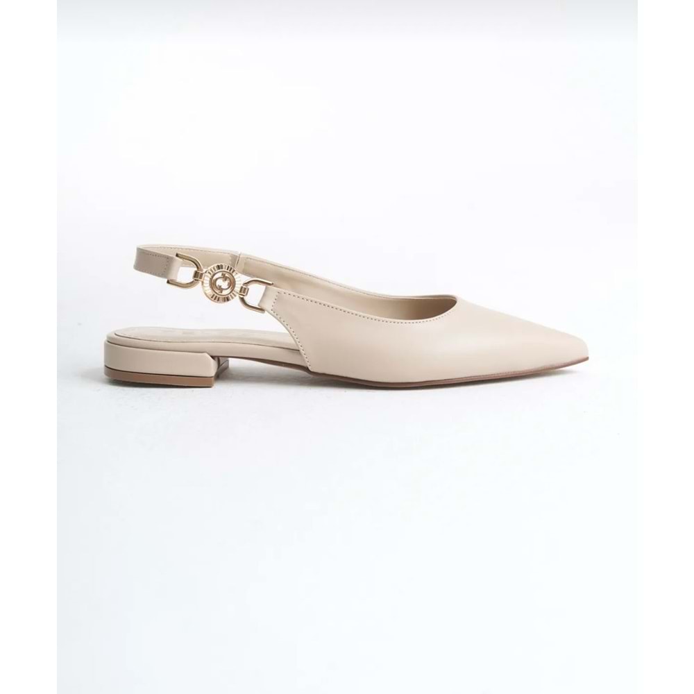 Feles Yan Toka Detaylı Arkası Açık Kadın Babet Ayakkabı