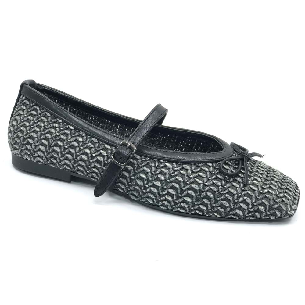 Feles Hasır Fiyonk Detaylı Kadın Babet Ayakkabı