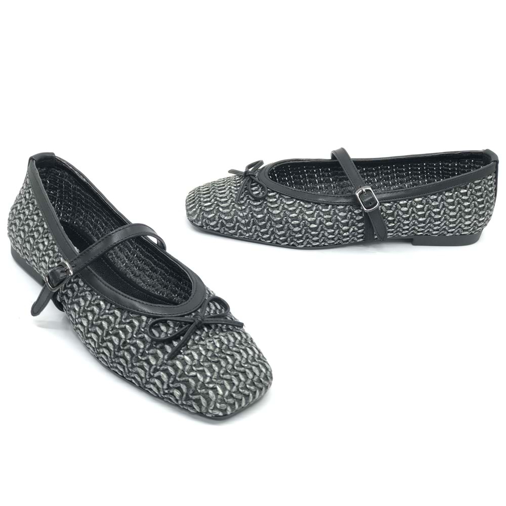 Feles Hasır Fiyonk Detaylı Kadın Babet Ayakkabı