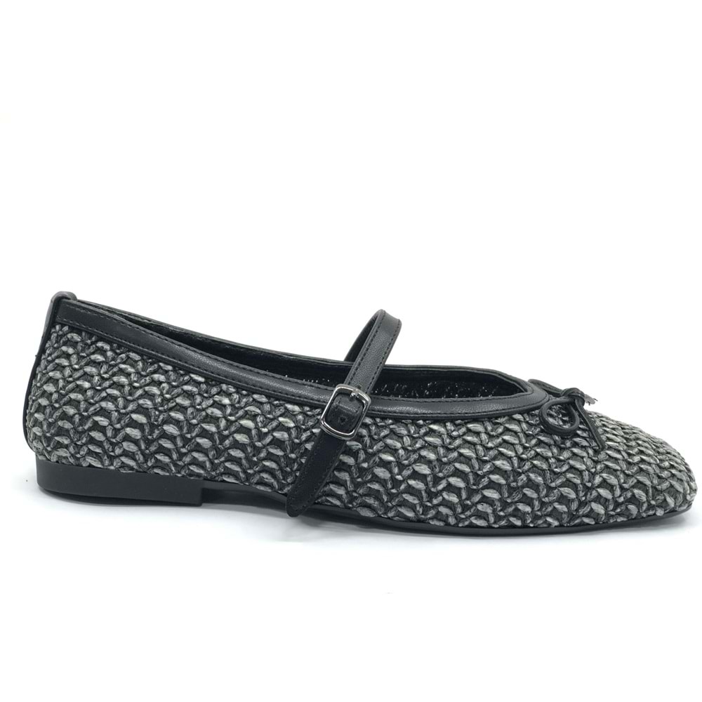 Feles Hasır Fiyonk Detaylı Kadın Babet Ayakkabı