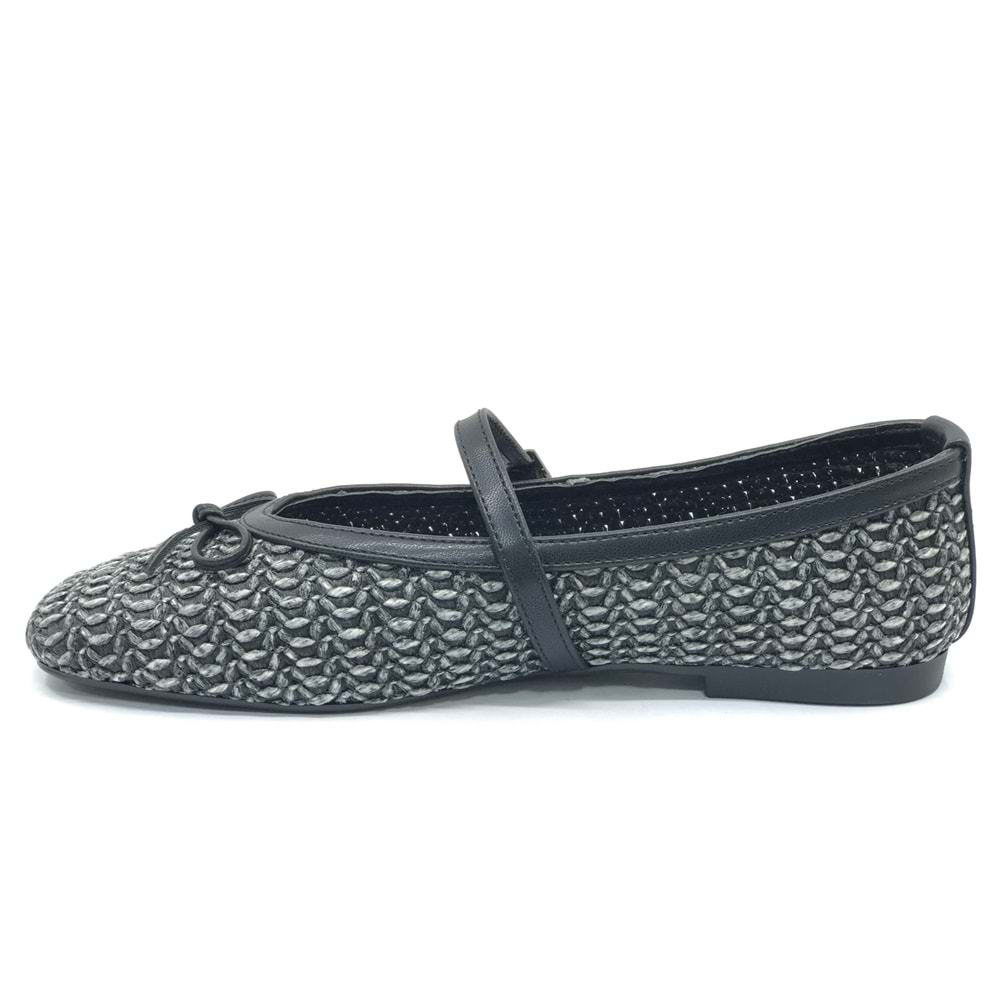 Feles Hasır Fiyonk Detaylı Kadın Babet Ayakkabı