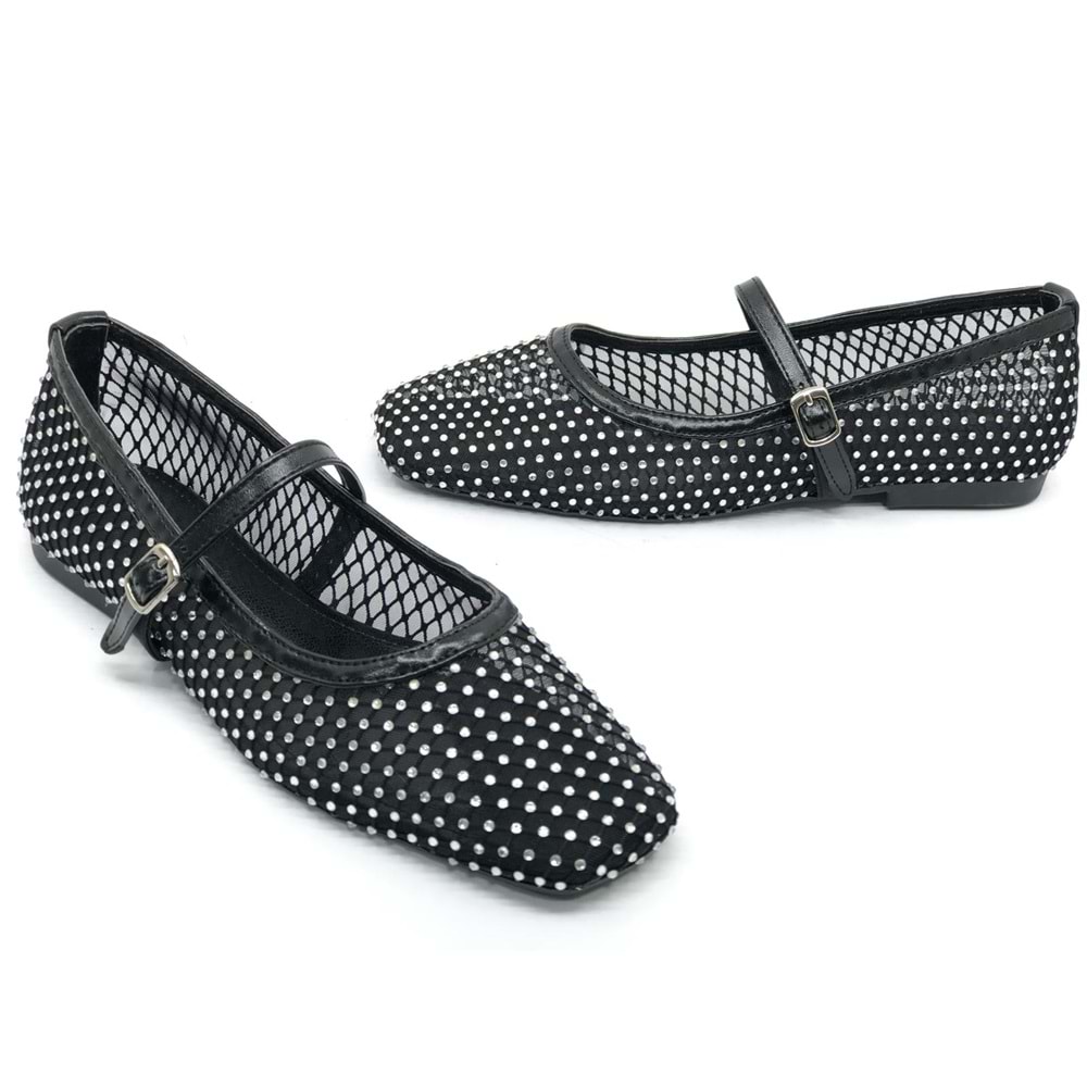 Feles Dantel Taş Detaylı Kadın Babet Ayakkabı