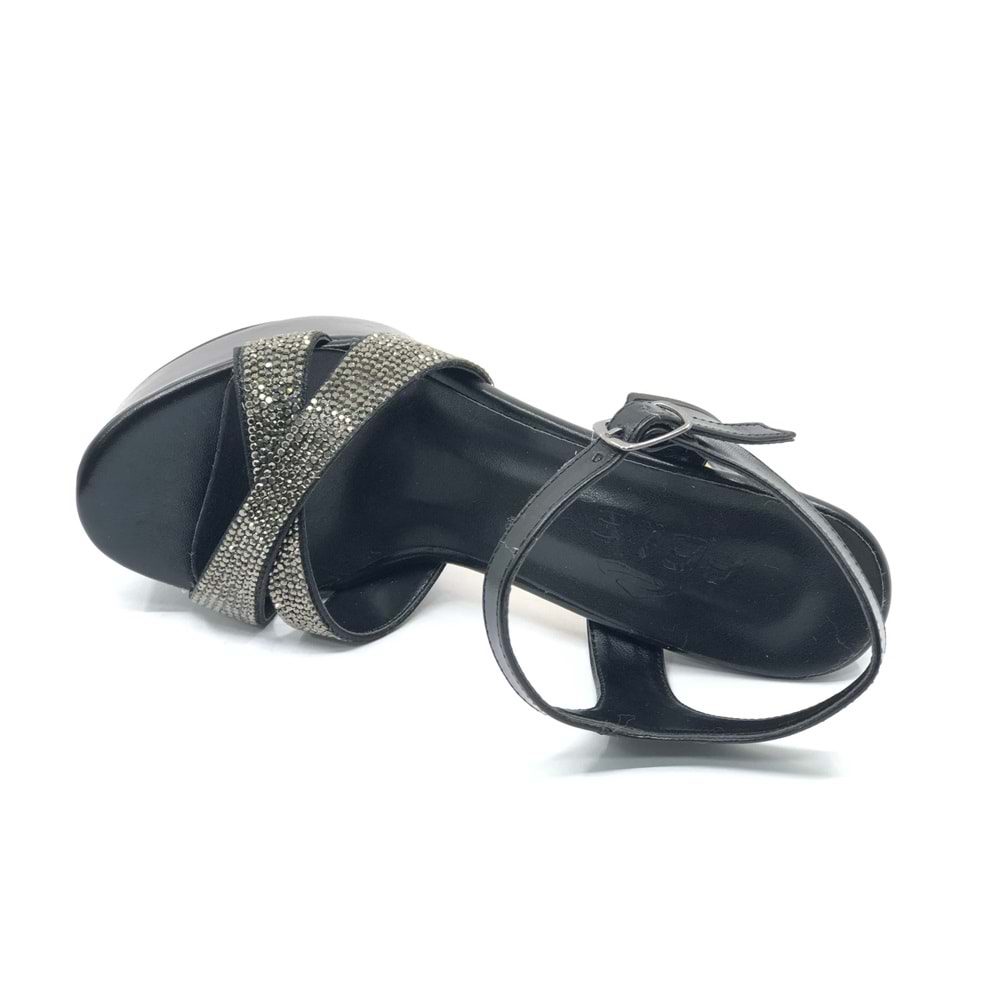 Feles 13 cm Yüksek Platform Çapraz Bant Topuklu Taşlı Kadın Abiye Ayakkabı