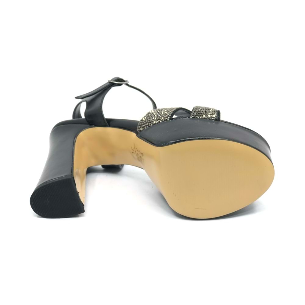 Feles 13 cm Yüksek Platform Çapraz Bant Topuklu Taşlı Kadın Abiye Ayakkabı