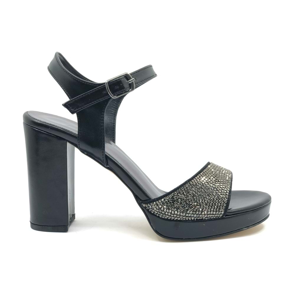 Feles Taşlı Platform Tek Bant Topuklu Kadın Abiye Ayakkabı