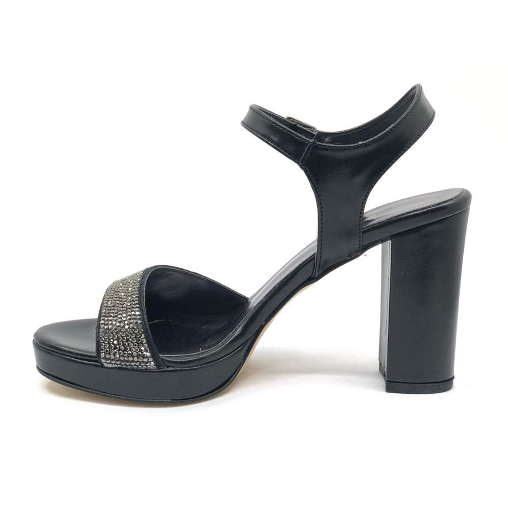 Feles Taşlı Platform Tek Bant Topuklu Kadın Abiye Ayakkabı