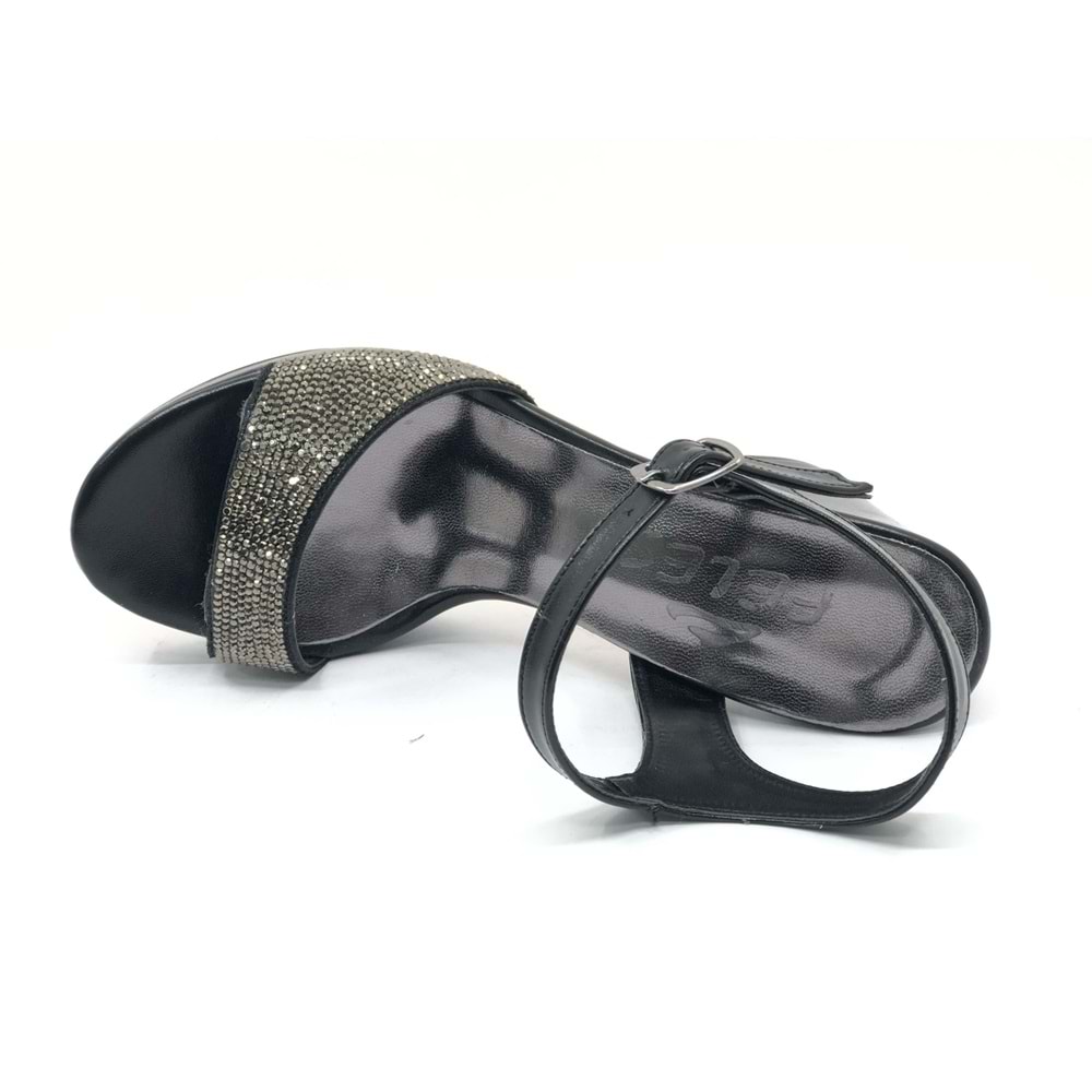 Feles Taşlı Platform Tek Bant Topuklu Kadın Abiye Ayakkabı