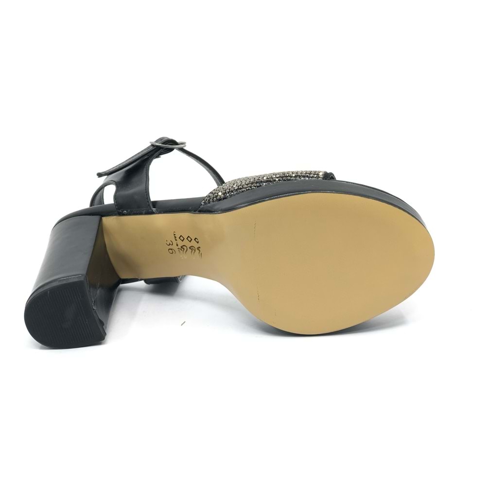 Feles Taşlı Platform Tek Bant Topuklu Kadın Abiye Ayakkabı