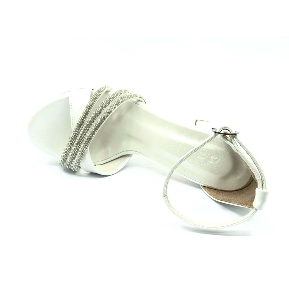 Feles Çapraz Üç Şerit Taşlı 10 cm Platform Topuklu Kadın Abiye Ayakkabı