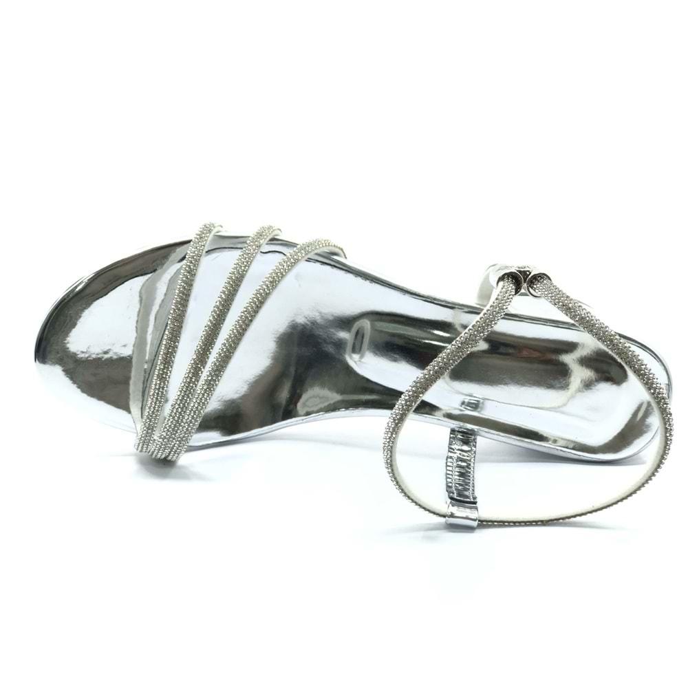 Mehtap Çapraz Üç Şerit Taşlı 5 cm Kadın Abiye Topuklu Ayakkabı