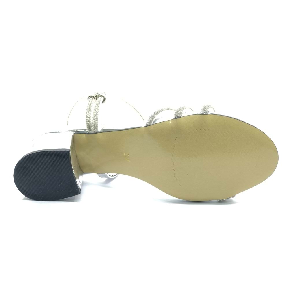 Mehtap Çapraz Üç Şerit Taşlı 5 cm Kadın Abiye Topuklu Ayakkabı