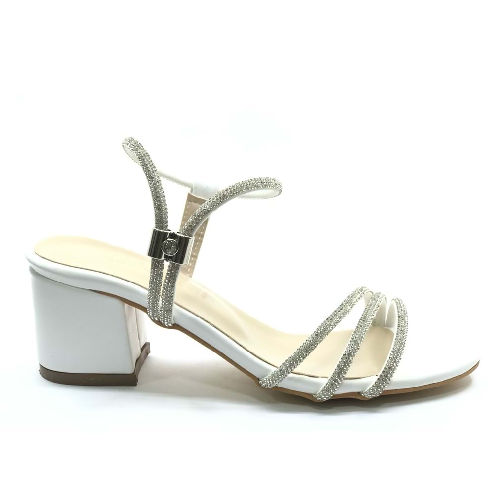 Mehtap Çapraz Üç Şerit Taşlı 5 cm Kadın Abiye Topuklu Ayakkabı