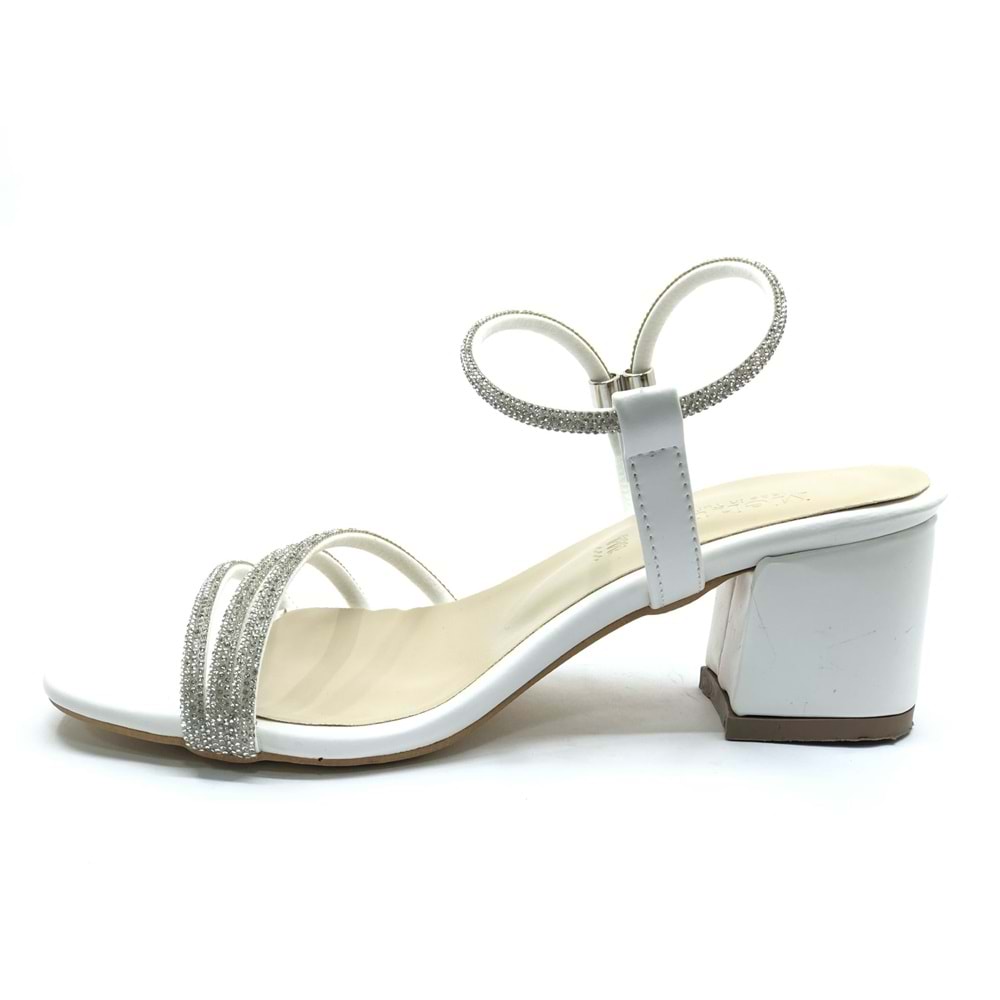 Mehtap Çapraz Üç Şerit Taşlı 5 cm Kadın Abiye Topuklu Ayakkabı