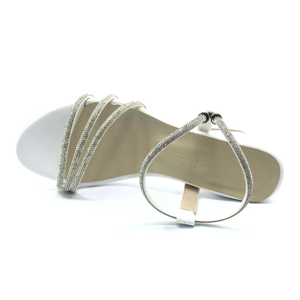 Mehtap Çapraz Üç Şerit Taşlı 5 cm Kadın Abiye Topuklu Ayakkabı