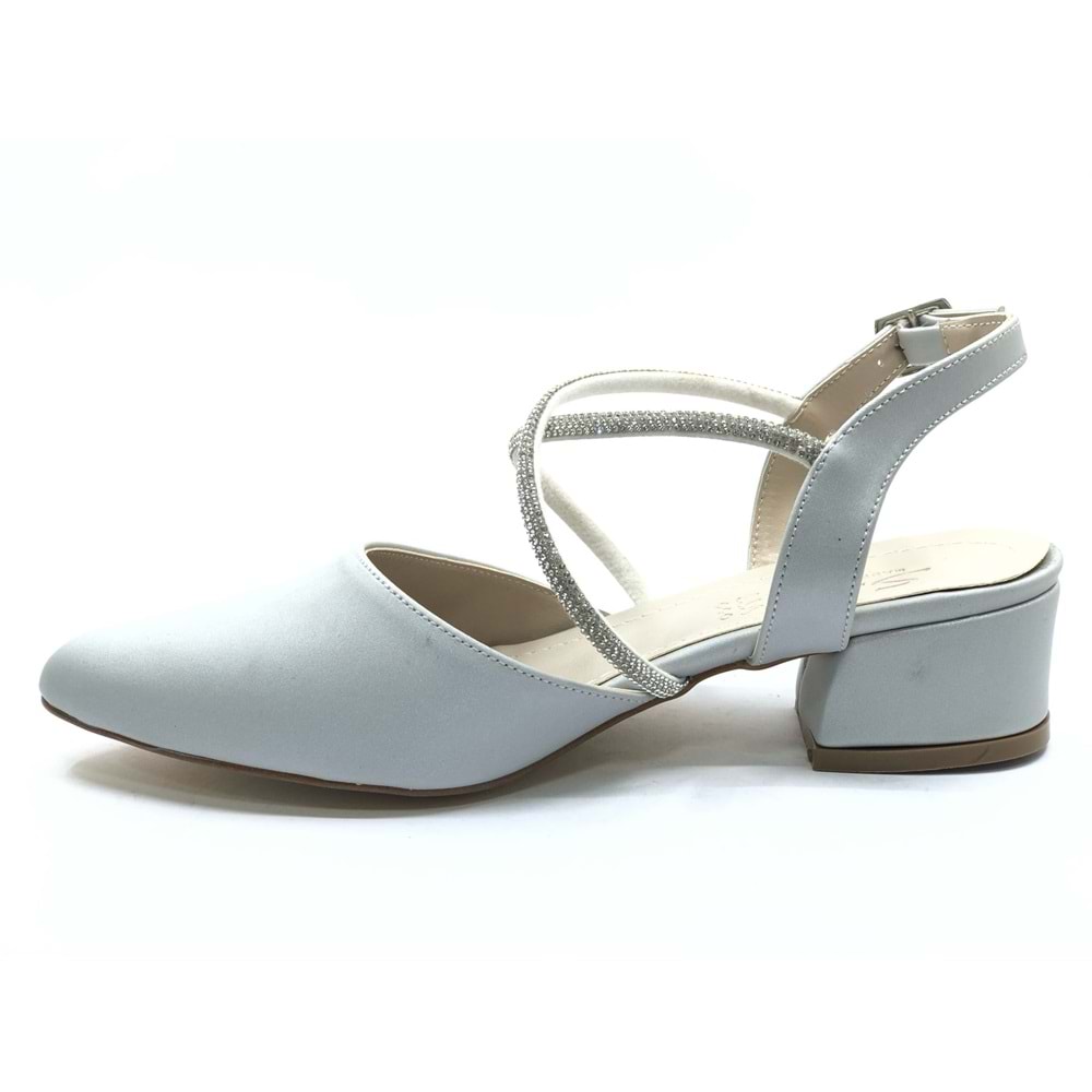 Asya Bilek Şerit Taşlı Çapraz Bantlı Kısa Topuklu Klasik Kadın Topuklu Ayakkabı