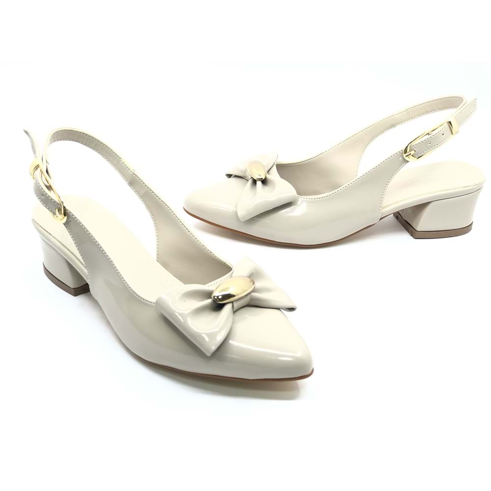 Mehtap Arkası Açık Fiyonk Detaylı Klasik Kadın Topuklu Ayakkabı