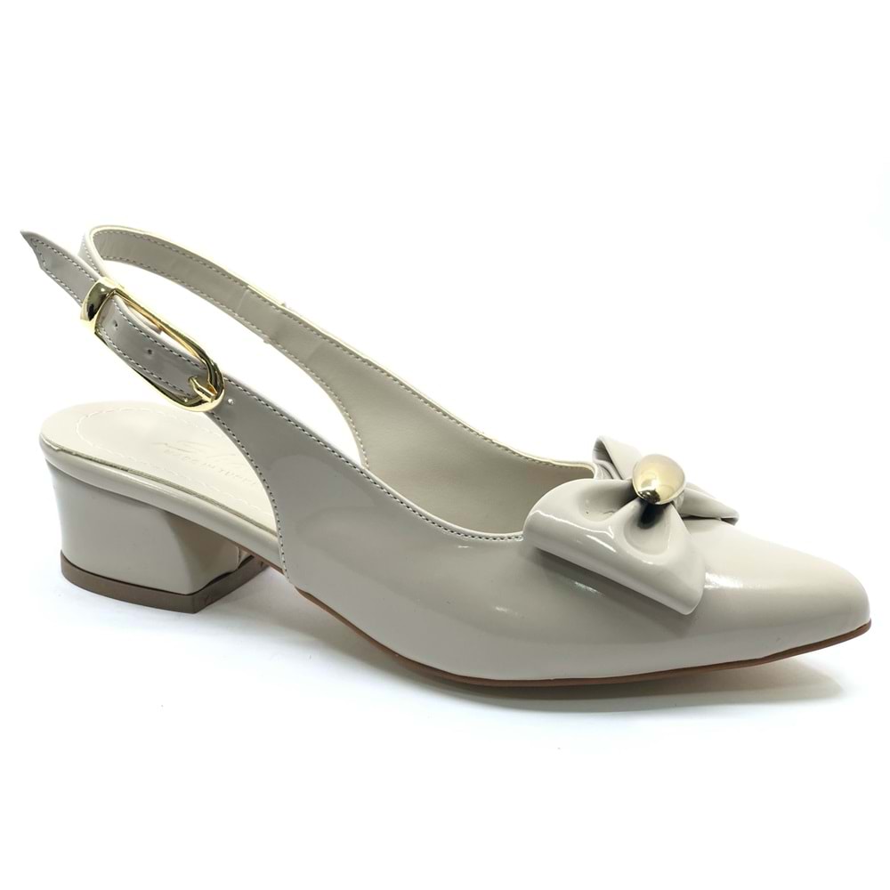 Mehtap Arkası Açık Fiyonk Detaylı Klasik Kadın Topuklu Ayakkabı