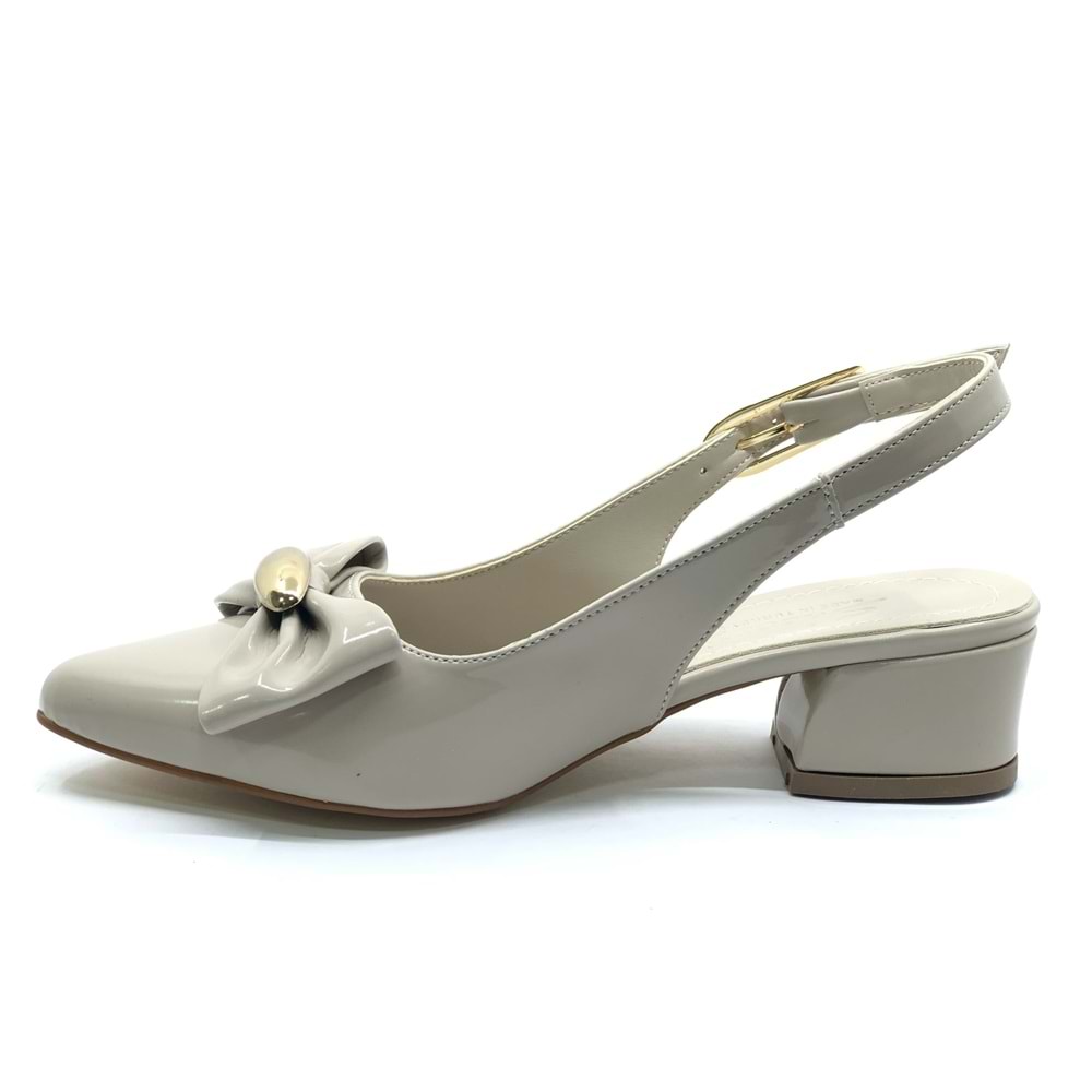 Mehtap Arkası Açık Fiyonk Detaylı Klasik Kadın Topuklu Ayakkabı