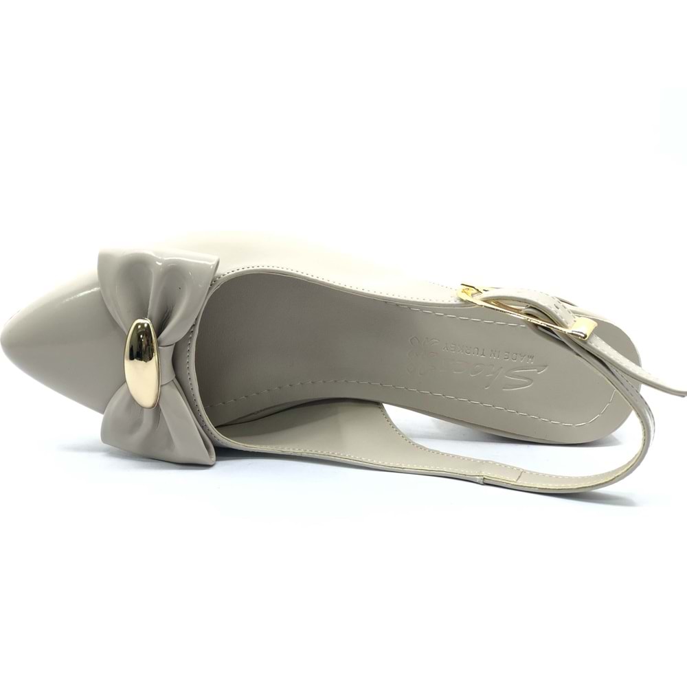 Mehtap Arkası Açık Fiyonk Detaylı Klasik Kadın Topuklu Ayakkabı