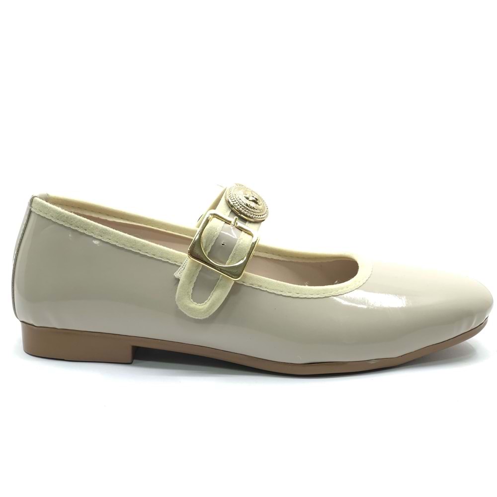 Mehtap Kemer Taş Toka Detaylı Düz Taban Kadın Babet Ayakkabı