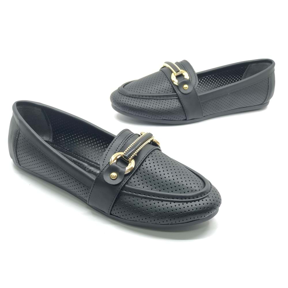 Mehtap Toka Detaylı Delikli Düz Taban Kadın Babet Ayakkabı