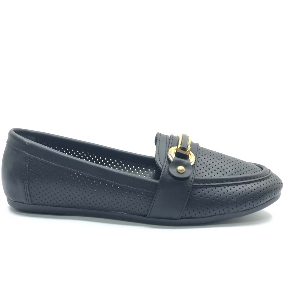 Mehtap Toka Detaylı Delikli Düz Taban Kadın Babet Ayakkabı