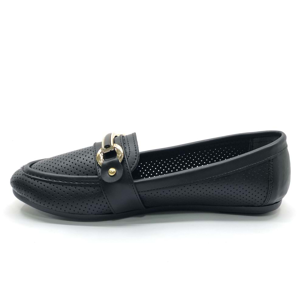 Mehtap Toka Detaylı Delikli Düz Taban Kadın Babet Ayakkabı