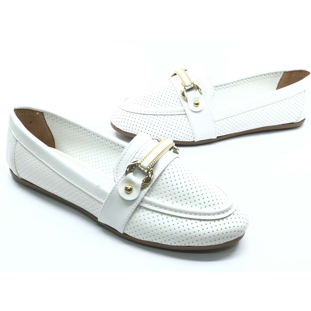 Mehtap Toka Detaylı Delikli Düz Taban Kadın Babet Ayakkabı