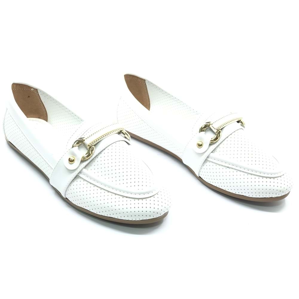 Mehtap Toka Detaylı Delikli Düz Taban Kadın Babet Ayakkabı