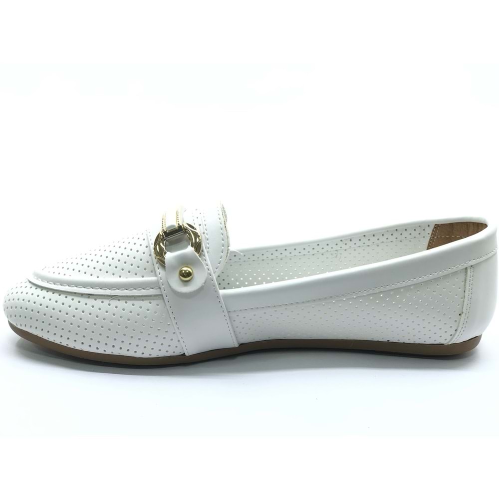 Mehtap Toka Detaylı Delikli Düz Taban Kadın Babet Ayakkabı