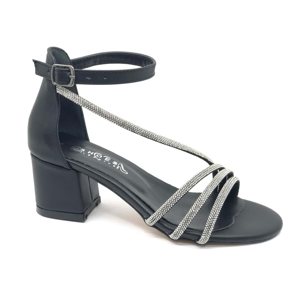 İremsu Dört Şerit Taş Detaylı Kısa Topuklu Kadın Abiye Ayakkabı