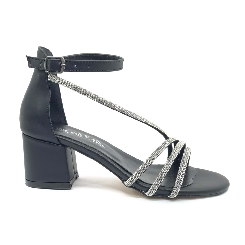 İremsu Dört Şerit Taş Detaylı Kısa Topuklu Kadın Abiye Ayakkabı