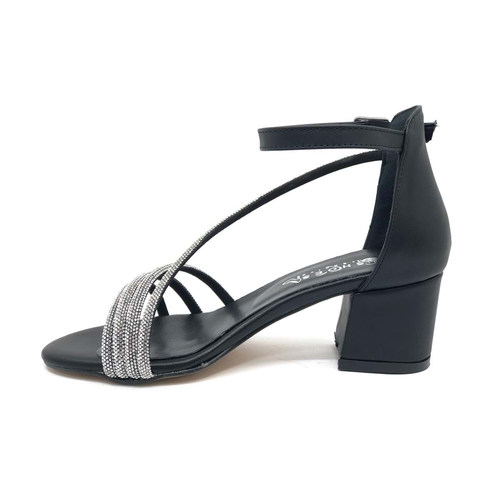 İremsu Dört Şerit Taş Detaylı Kısa Topuklu Kadın Abiye Ayakkabı