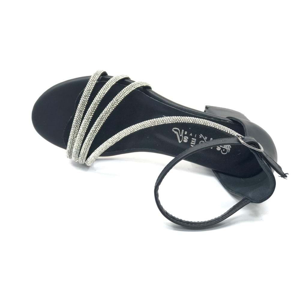 İremsu Dört Şerit Taş Detaylı Kısa Topuklu Kadın Abiye Ayakkabı