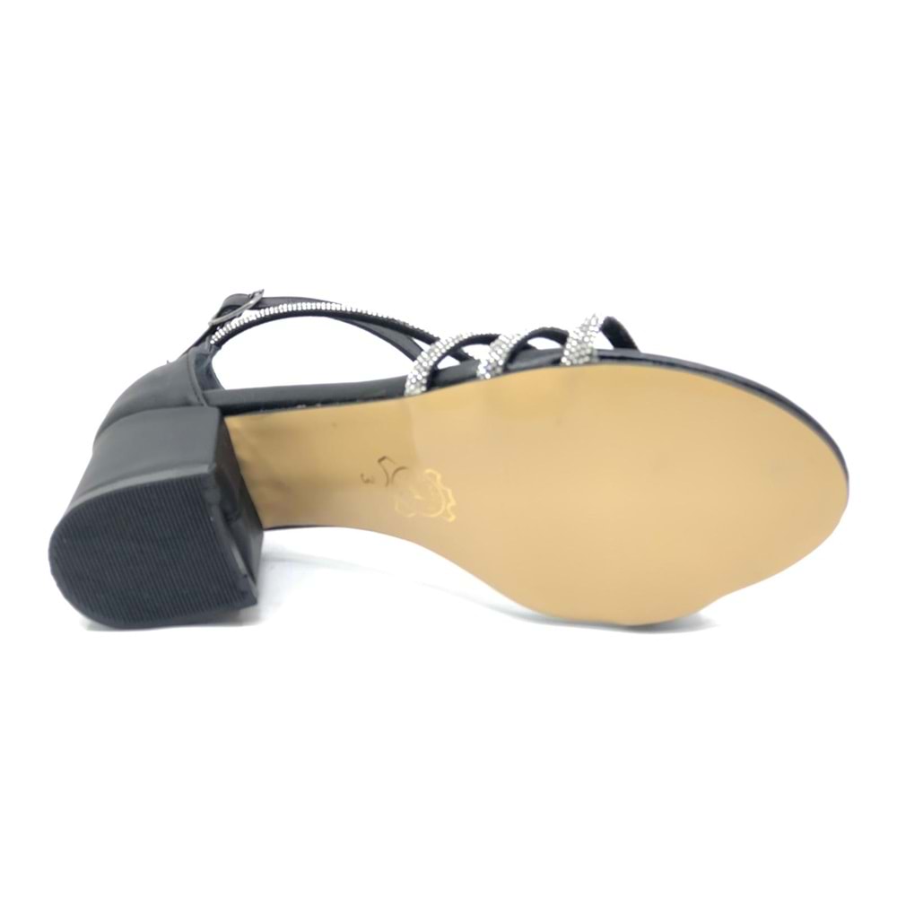 İremsu Dört Şerit Taş Detaylı Kısa Topuklu Kadın Abiye Ayakkabı