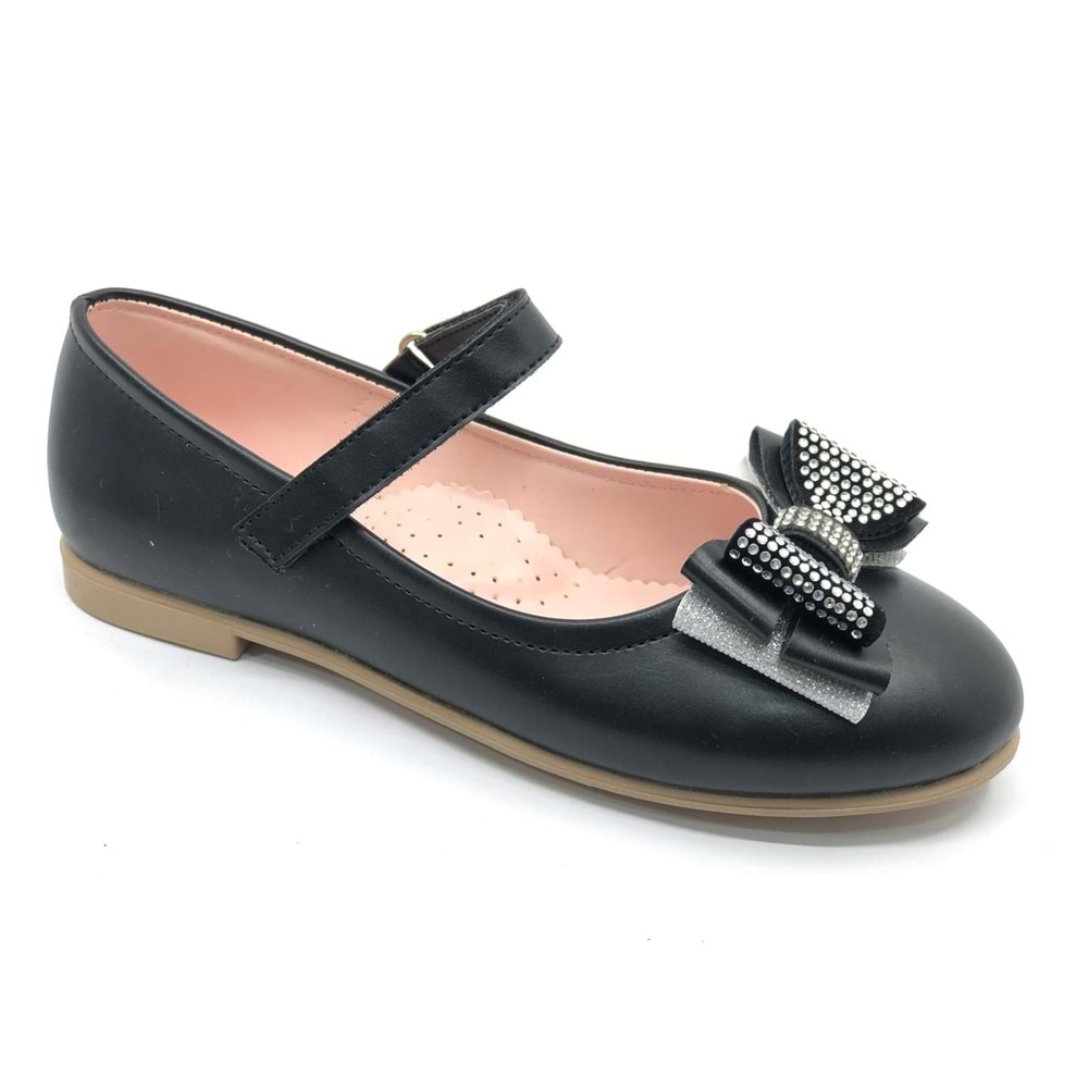 İremsu Kurdela Taş Detaylı Cırtlı Kız Çocuk Babet Ayakkabı