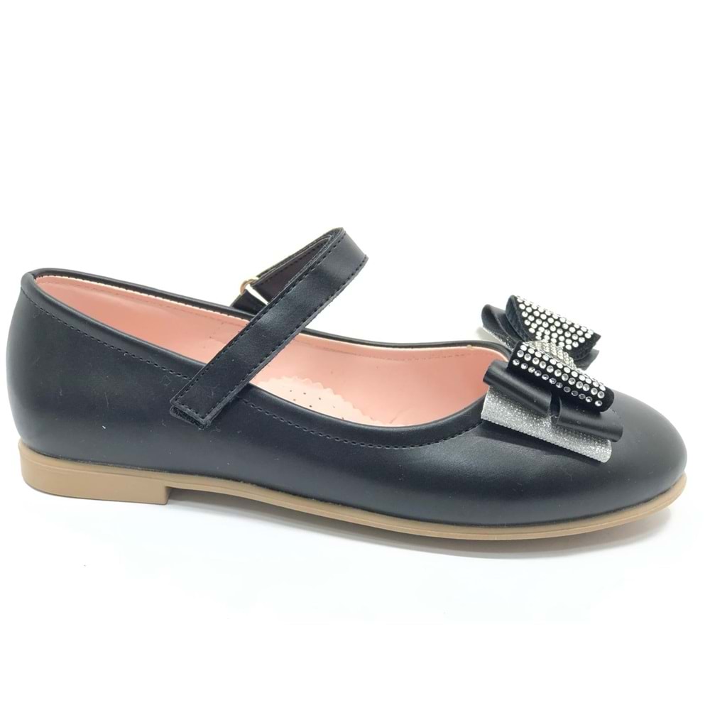 İremsu Kurdela Taş Detaylı Cırtlı Kız Çocuk Babet Ayakkabı