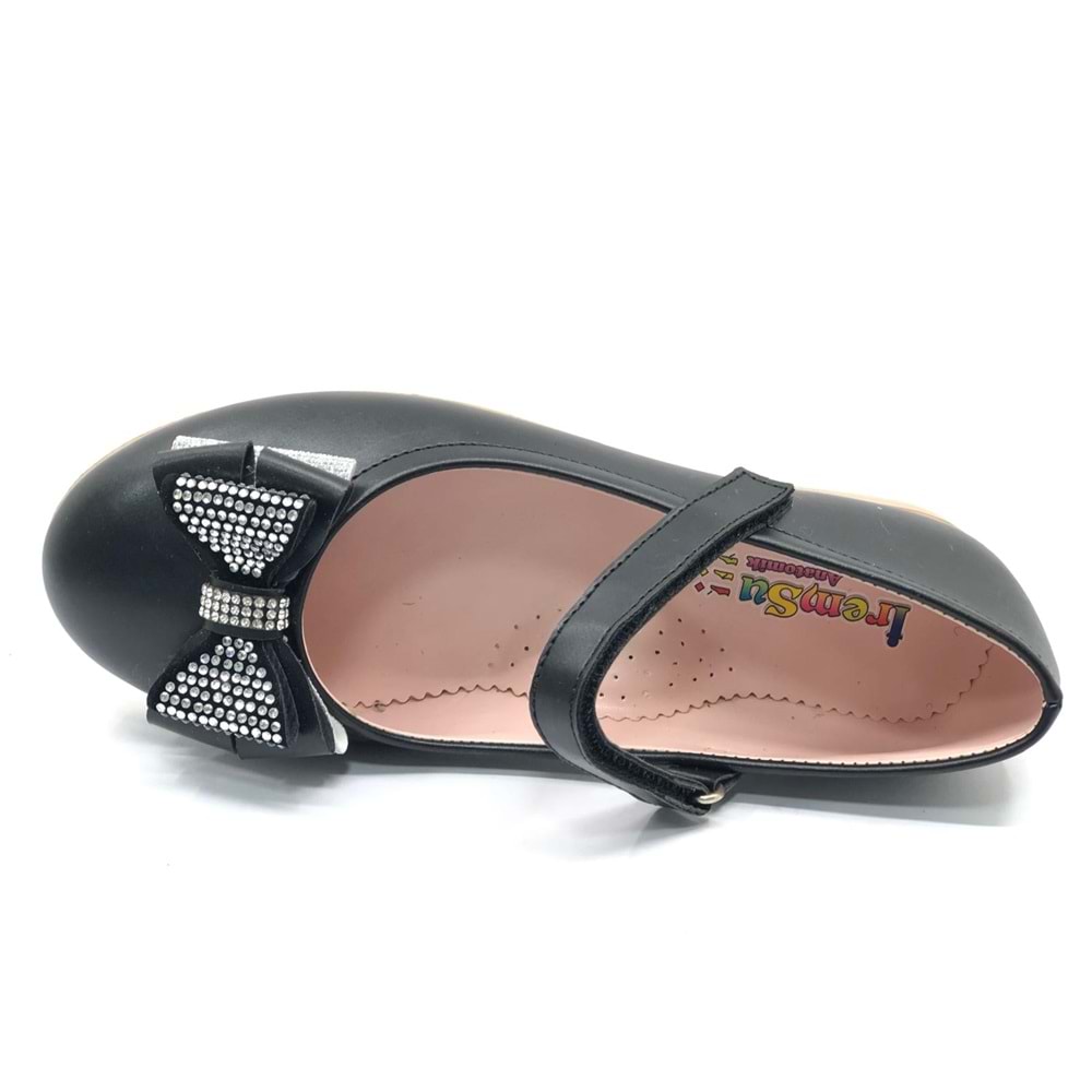 İremsu Kurdela Taş Detaylı Cırtlı Kız Çocuk Babet Ayakkabı