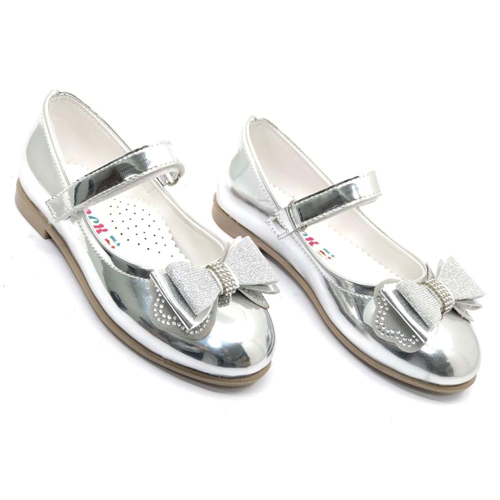 İremsu Kurdela Taş Detaylı Cırtlı Kız Çocuk Babet Ayakkabı