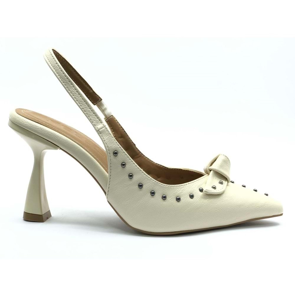 Feles Zımba Kurdela Detaylı Arkası Açık Stiletto Kadın Topuklu Ayakkabı