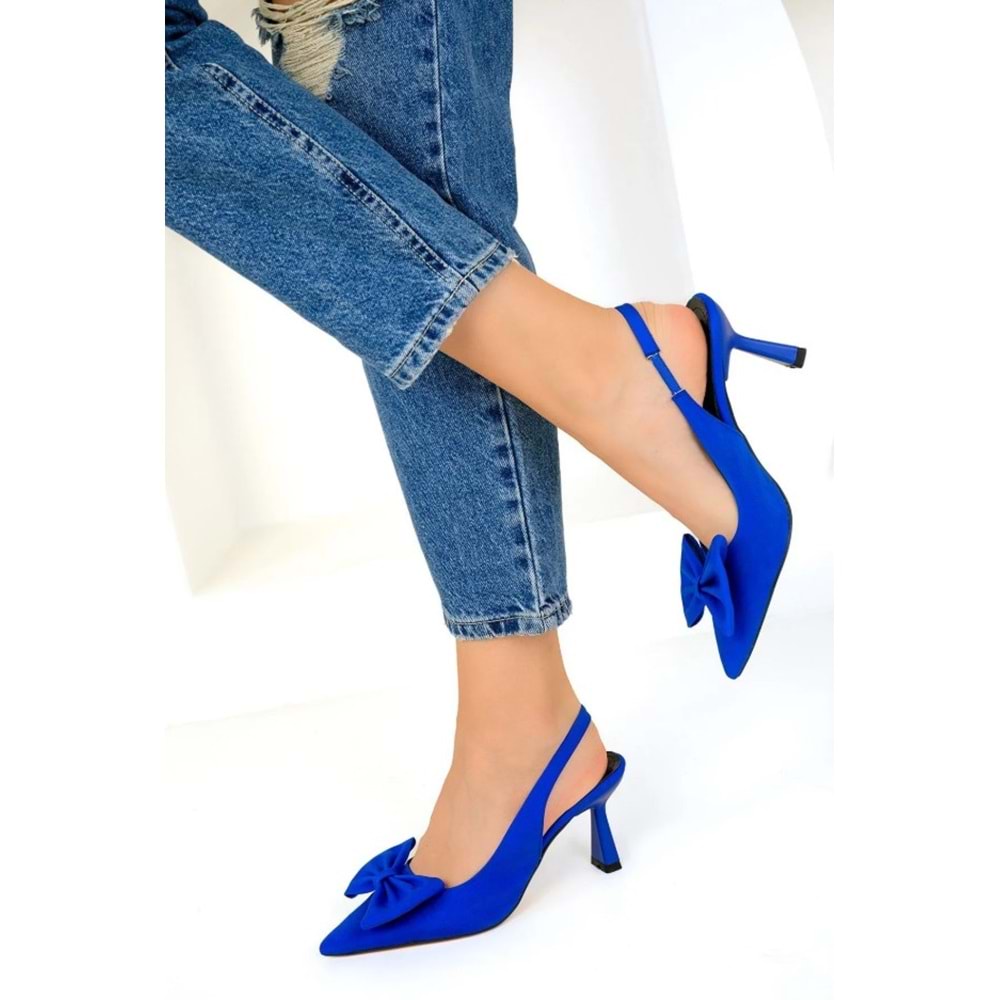 Feles Kurdela Detaylı Arkası Açık Stiletto Kadın Topuklu Ayakkabı