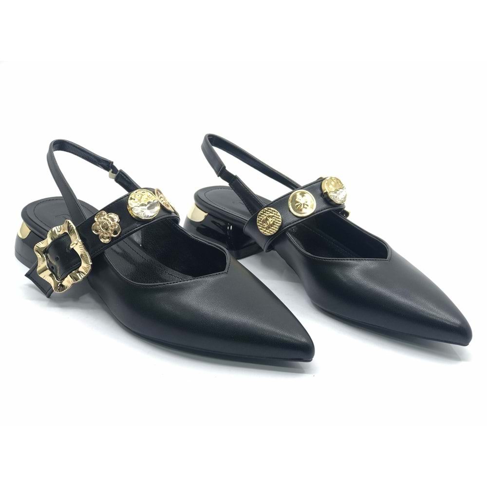 Feles Taş Toka Detaylı Arkası Açık Kadın Babet Ayakkabı