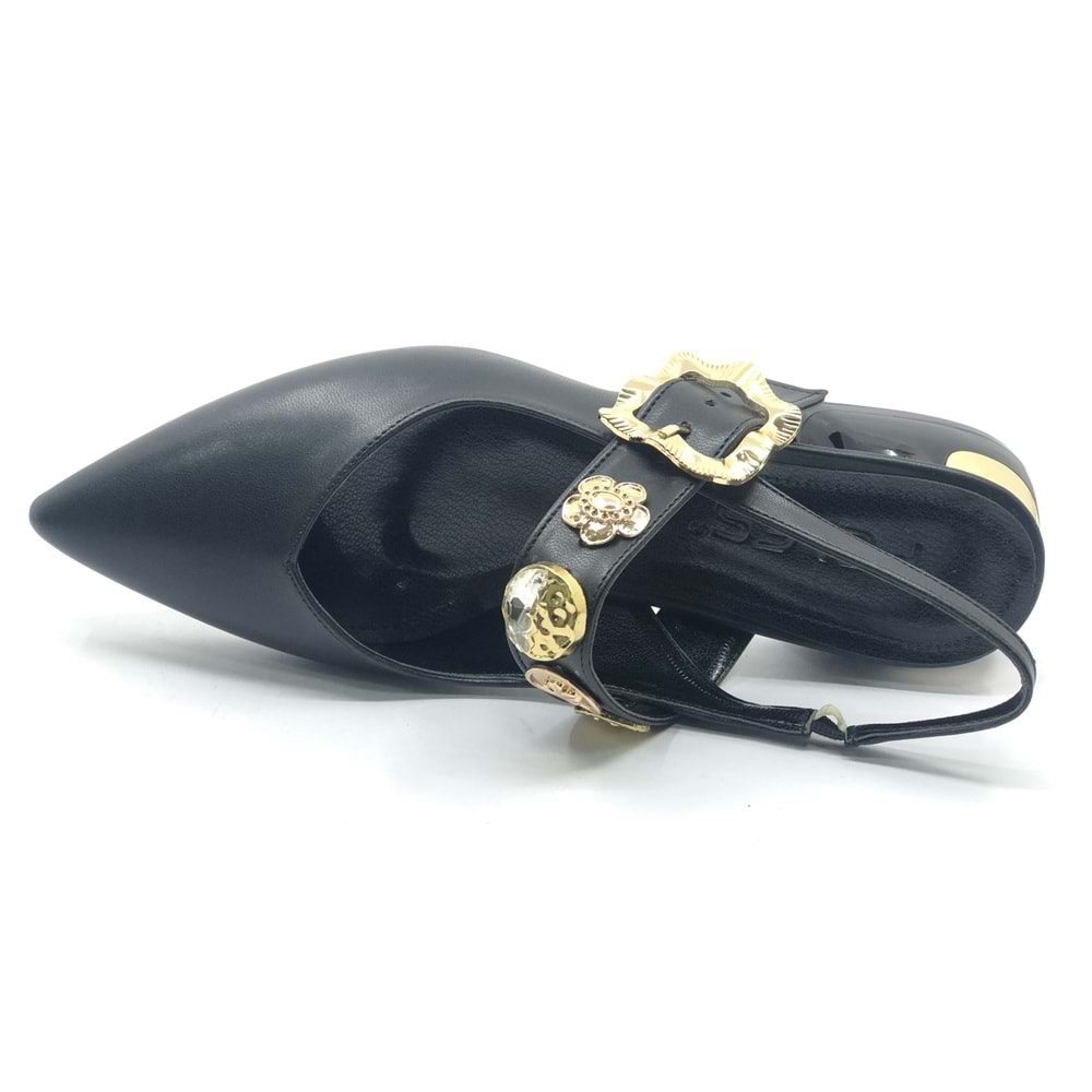 Feles Taş Toka Detaylı Arkası Açık Kadın Babet Ayakkabı