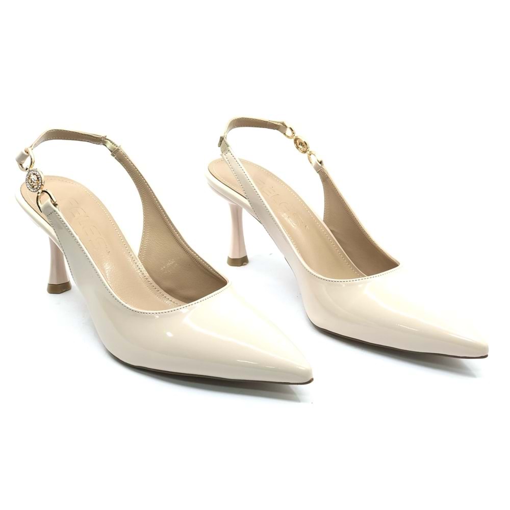 Feles Yan Toka Detaylı Arkası Açık Stiletto Kadın Topuklu Ayakkabı