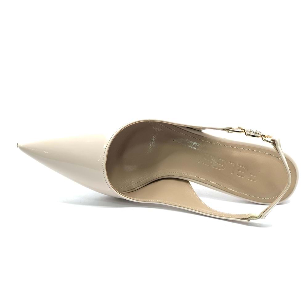 Feles Yan Toka Detaylı Arkası Açık Stiletto Kadın Topuklu Ayakkabı
