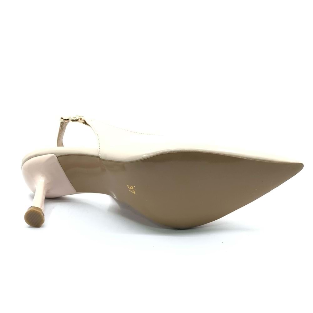 Feles Yan Toka Detaylı Arkası Açık Stiletto Kadın Topuklu Ayakkabı