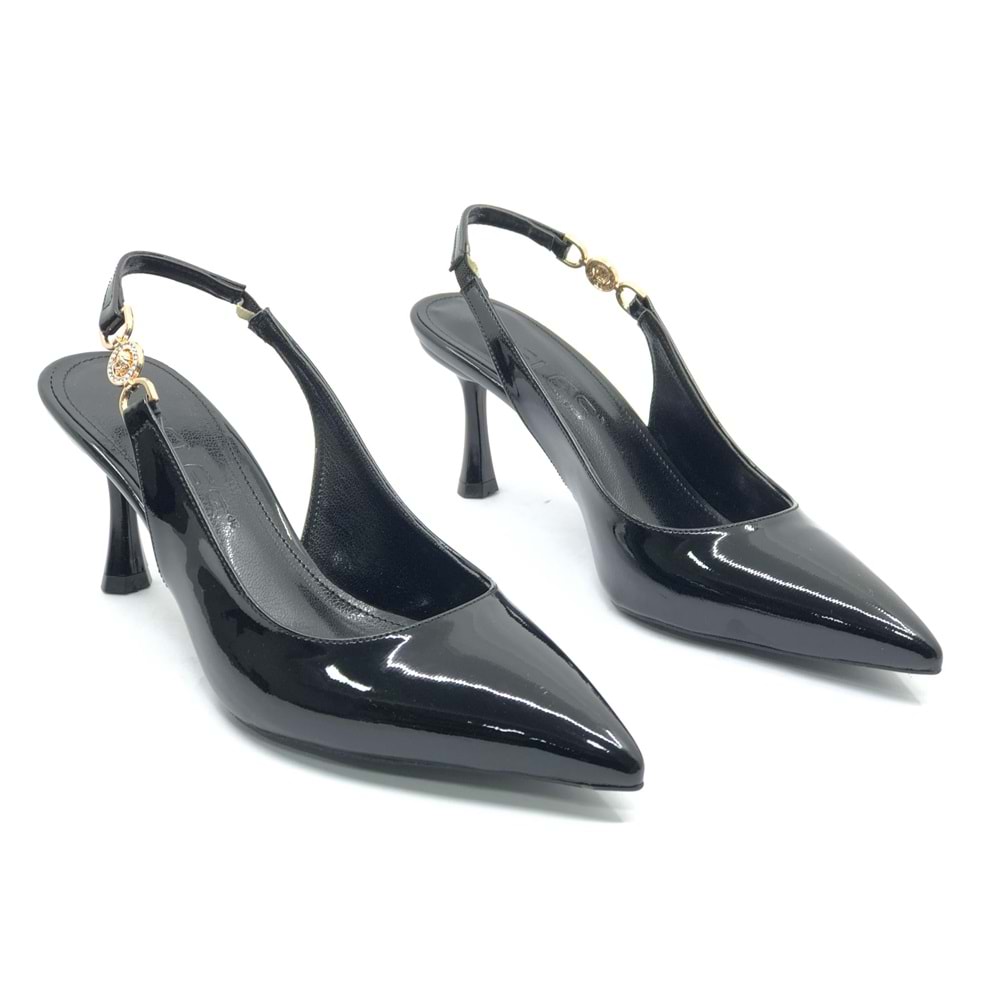 Feles Yan Toka Detaylı Arkası Açık Stiletto Kadın Topuklu Ayakkabı